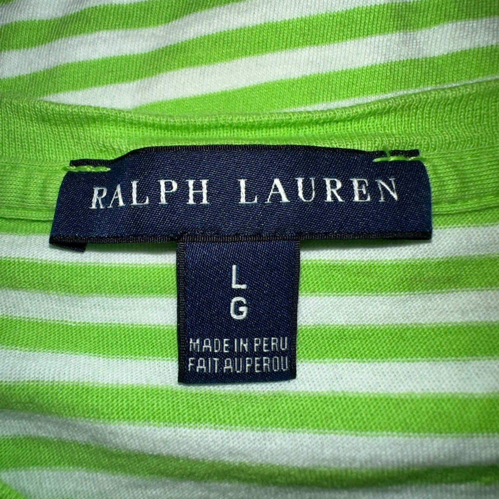 Ralph Lauren, green and white striped short sleeve shirt - Picture 3 of 3